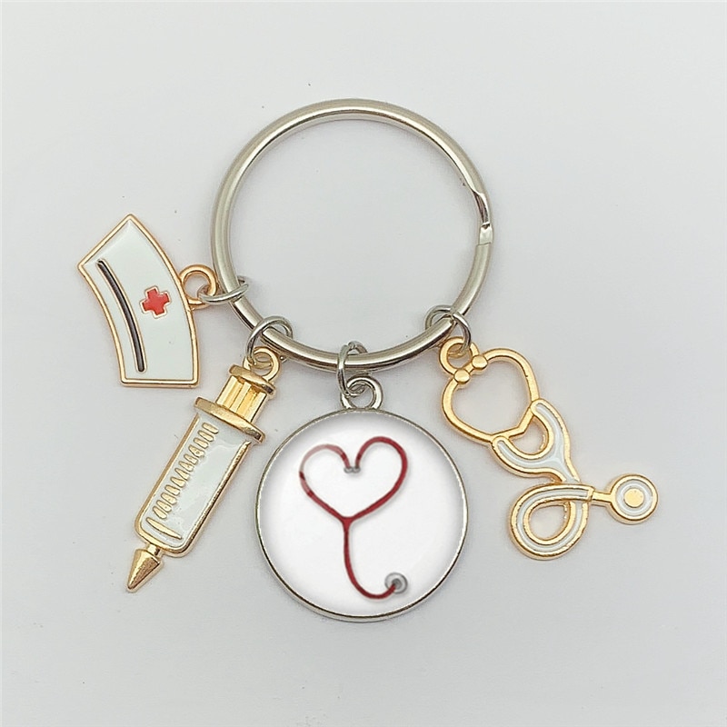 Nurse Keychain with Medical Icon Charms