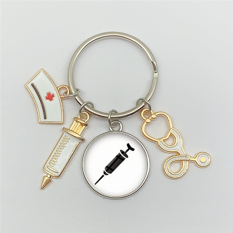 Nurse Keychain with Medical Icon Charms