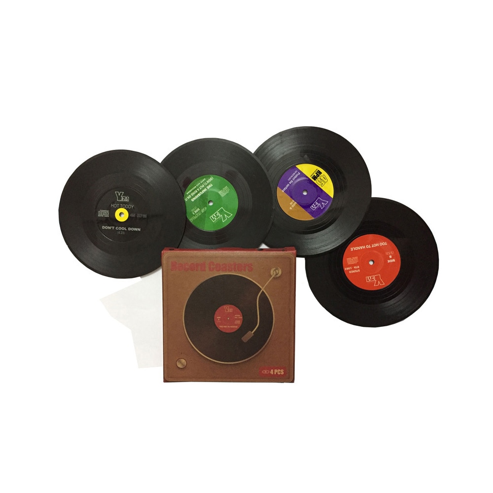 Vinyl Coasters Retro Record Cup Pads (6 pcs)