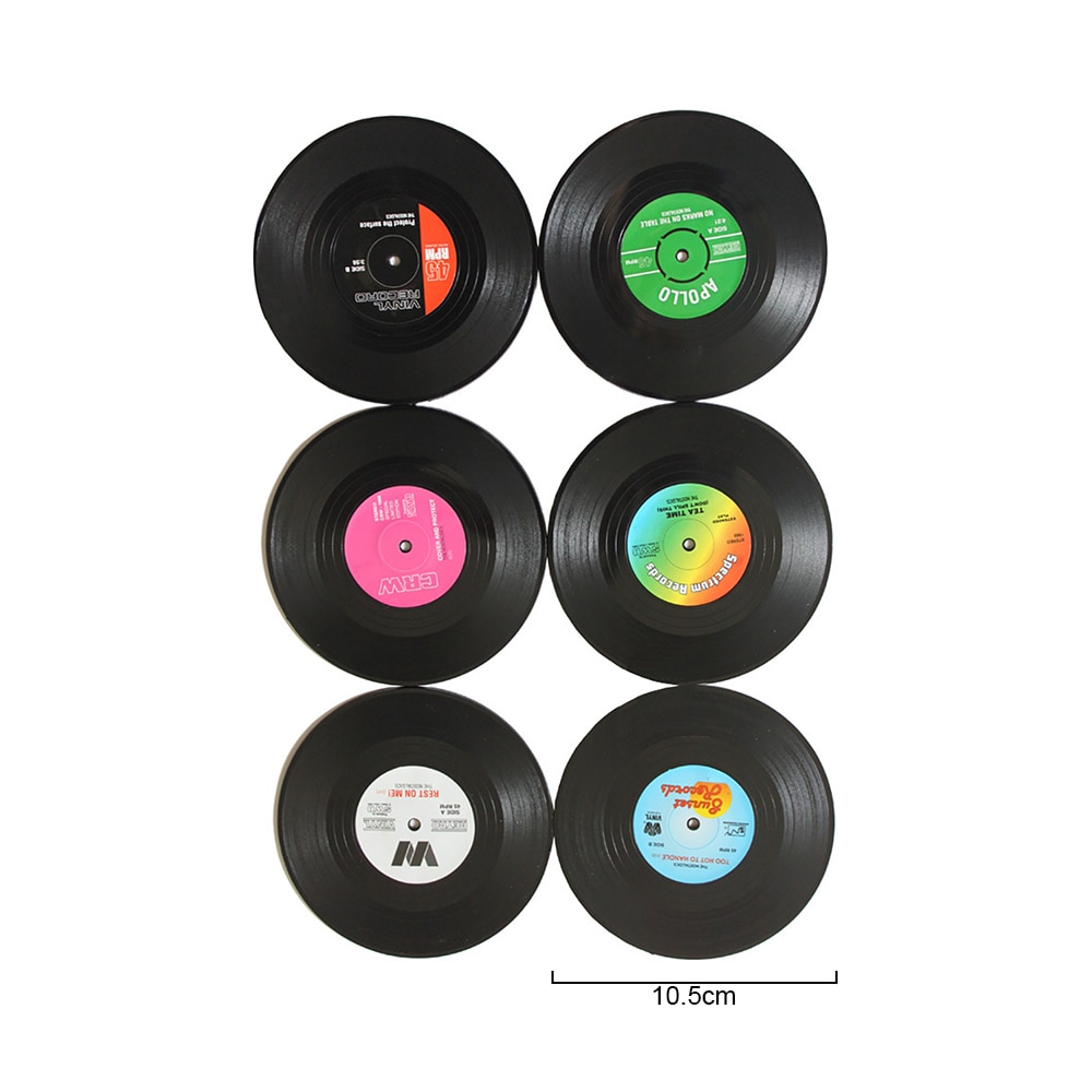 Vinyl Coasters Retro Record Cup Pads (6 pcs)