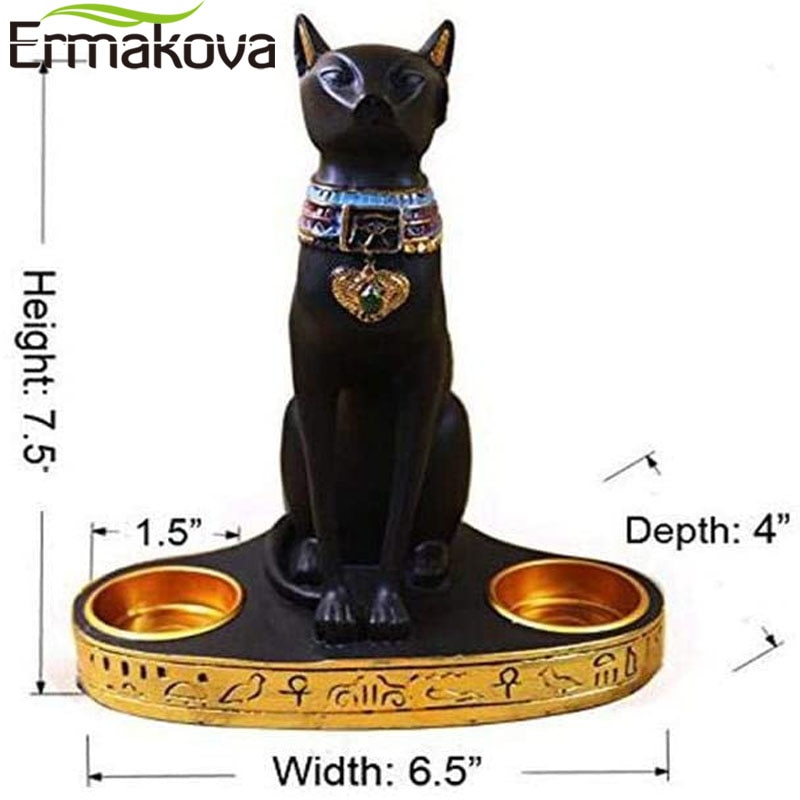 Egyptian Cat Statue and Candle Holder