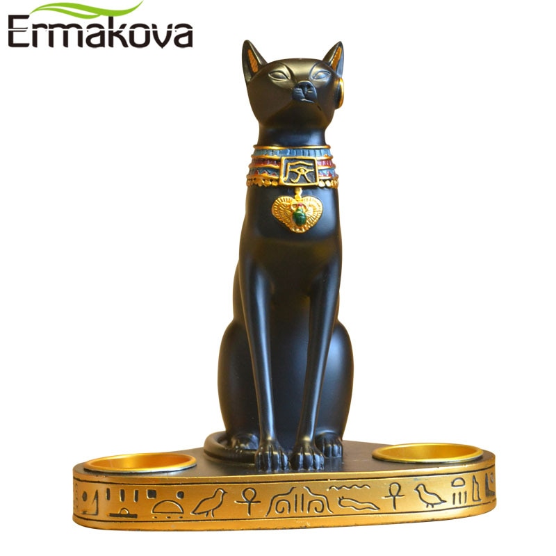 Egyptian Cat Statue and Candle Holder