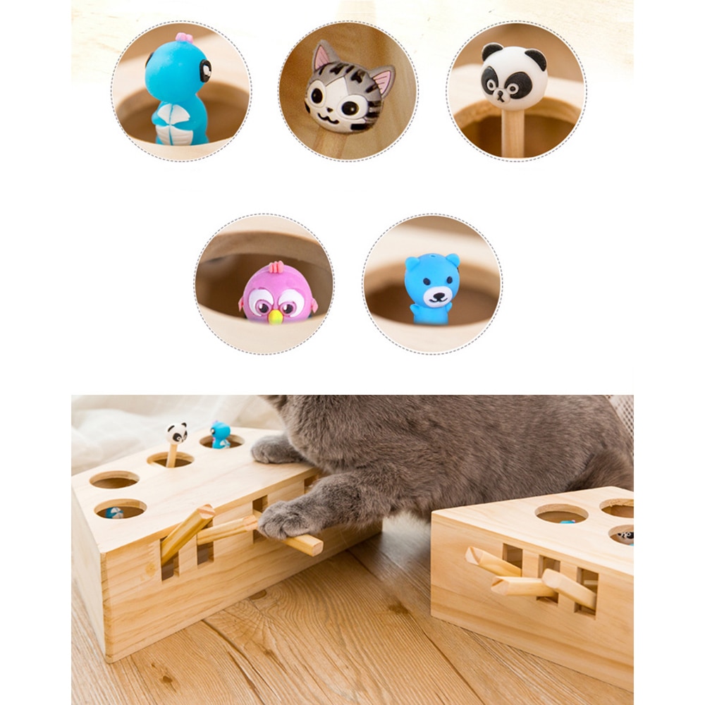 Whack A Mole Cat Toy Wooden Play Toy