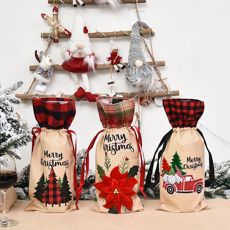 Christmas Wine Bag With Drawstring