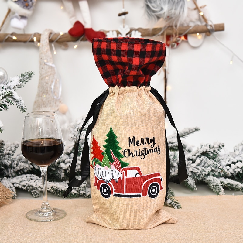 Christmas Wine Bag With Drawstring