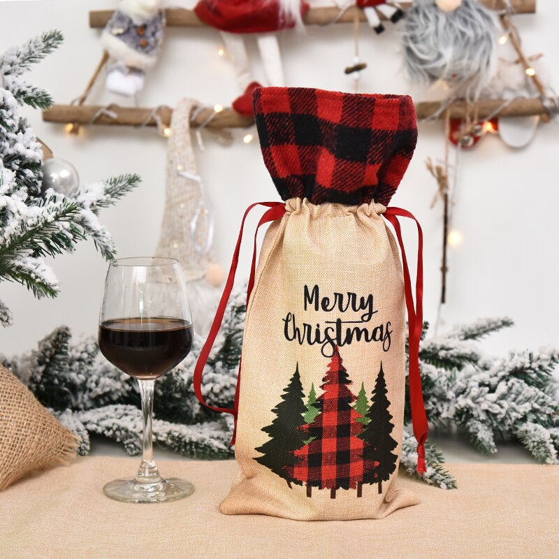 Christmas Wine Bag With Drawstring