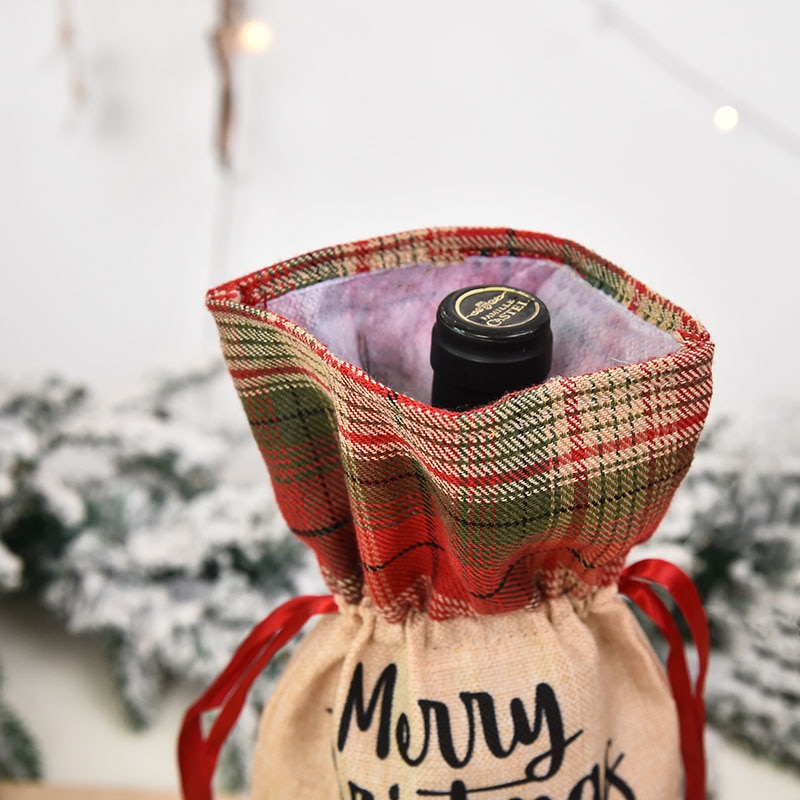 Christmas Wine Bag With Drawstring