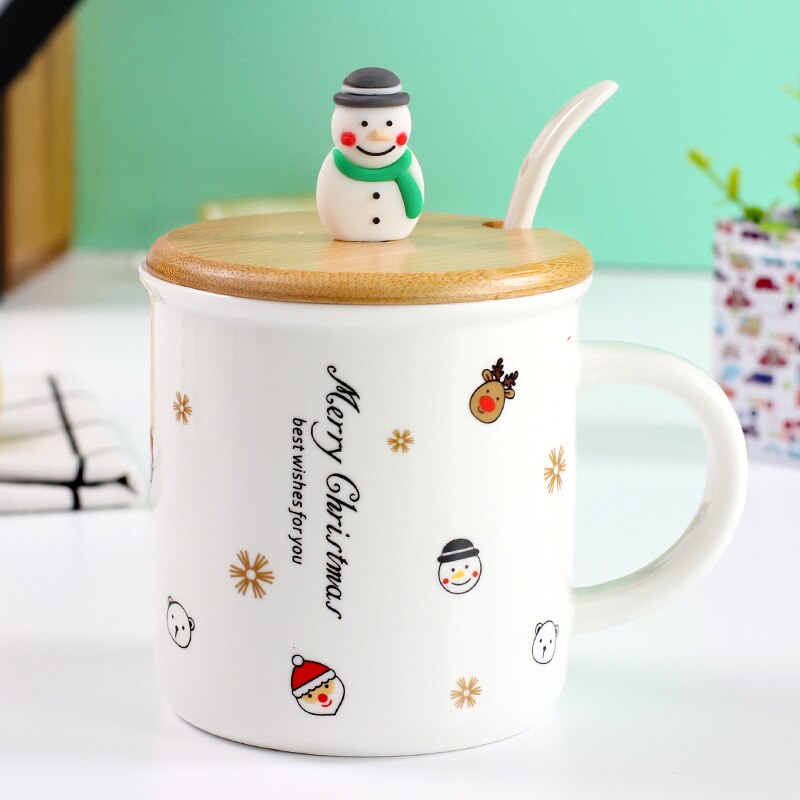 Christmas Coffee Cup with Lid and Spoon