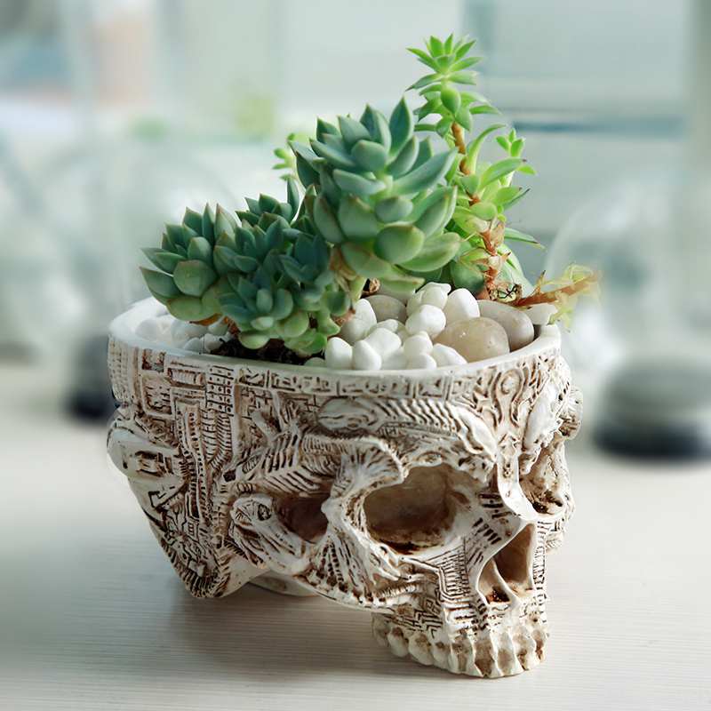 Skull Flower Pot Garden Decor