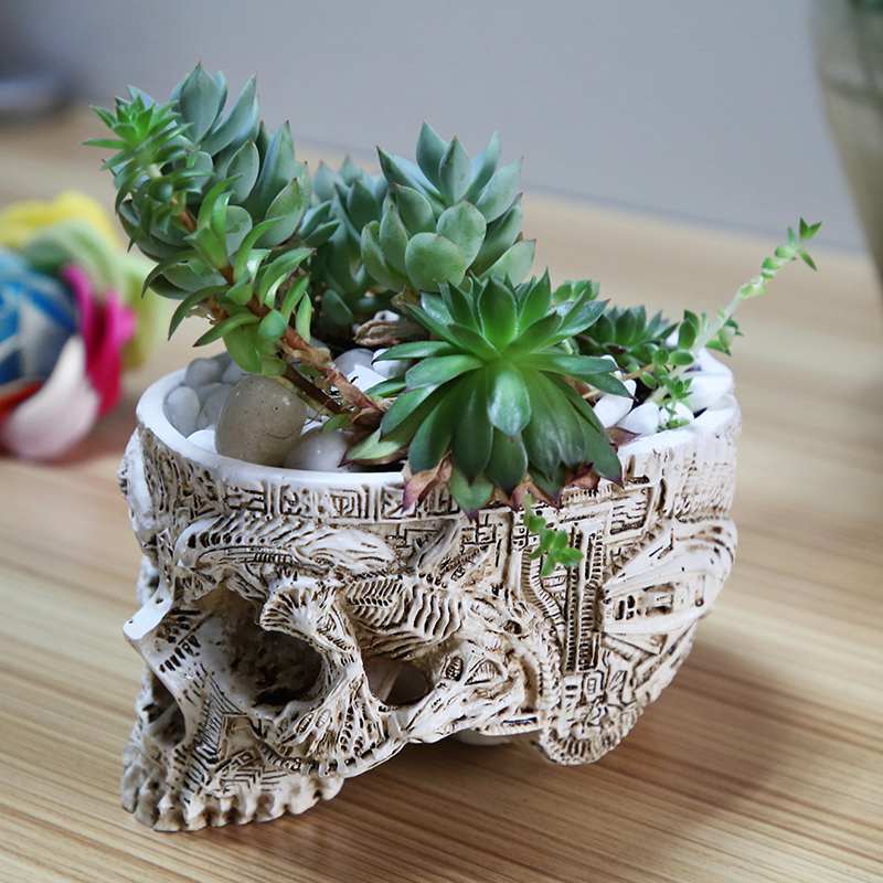 Skull Flower Pot Garden Decor