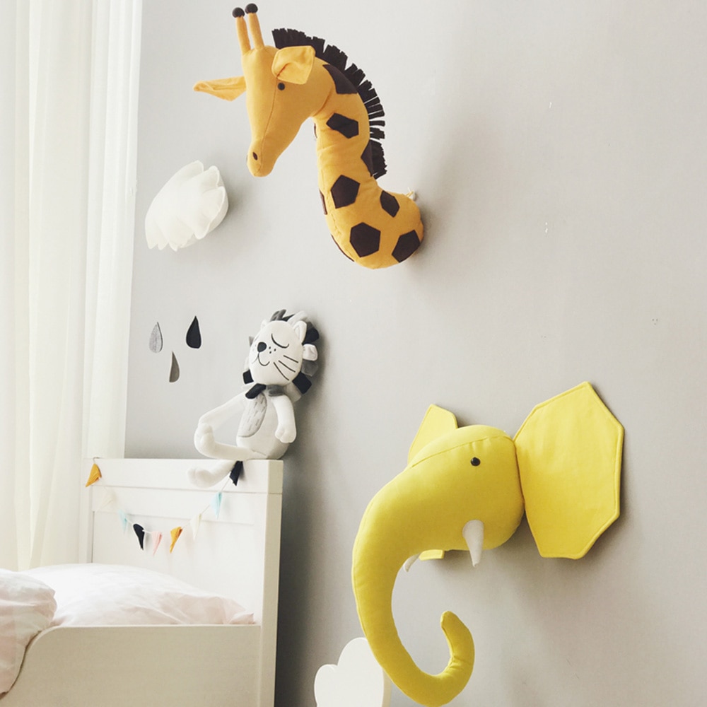 Animal Head Wall Decor Plush Animal Head