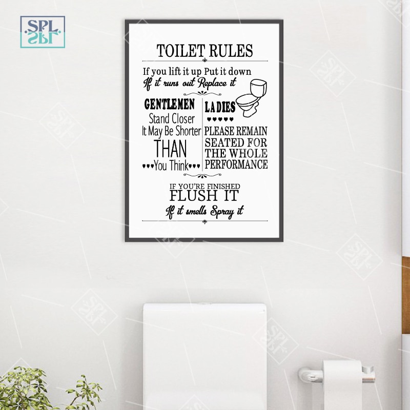 Bathroom Rules Sign Toilet Wall Art