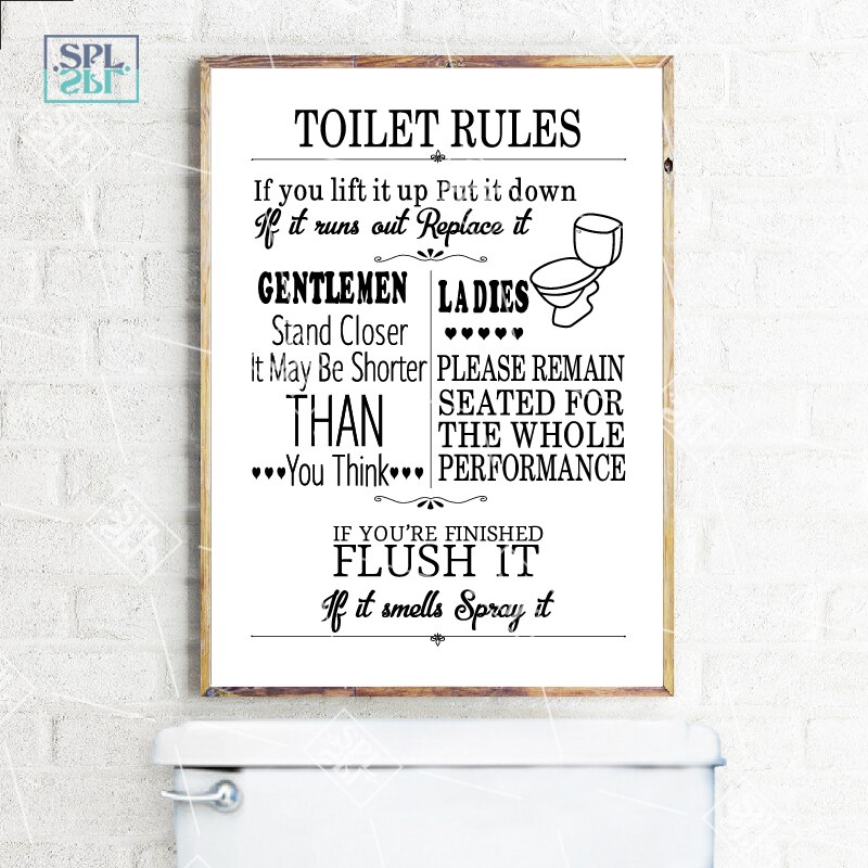 Bathroom Rules Sign Toilet Wall Art