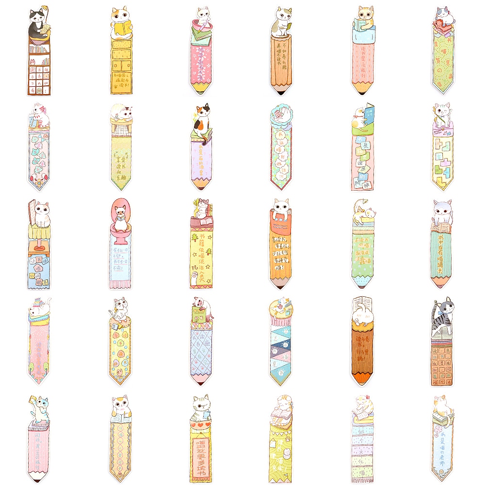 Cat Bookmarks Cute Animal Bookmarks (30pcs)