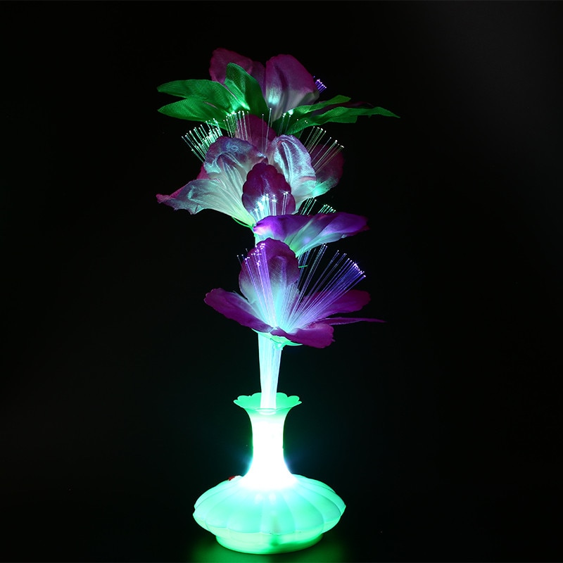 LED Fiber Optic Light Flower Vase Decor