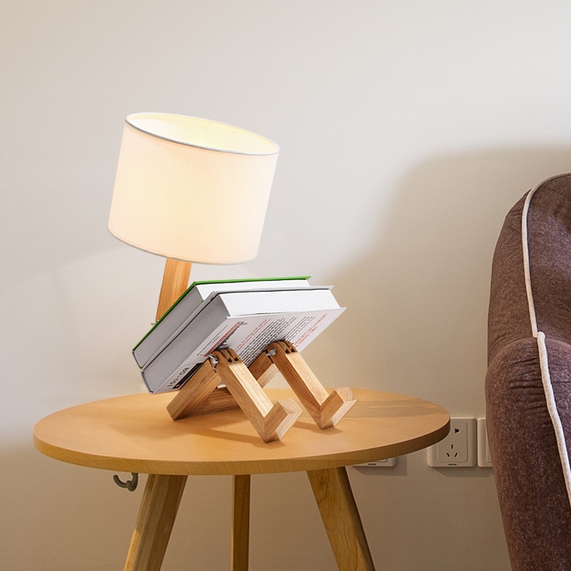 Nightstand Lamp Creative Wood Design