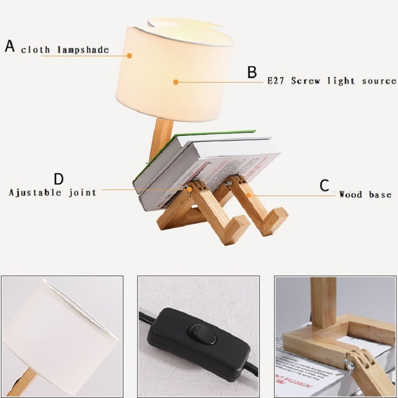 Nightstand Lamp Creative Wood Design