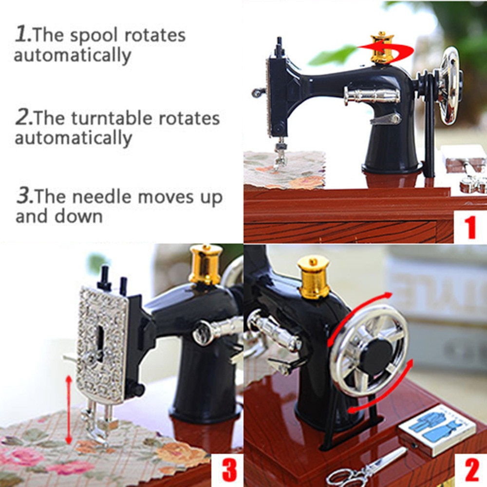 Vintage Music Box Sewing Machine Design