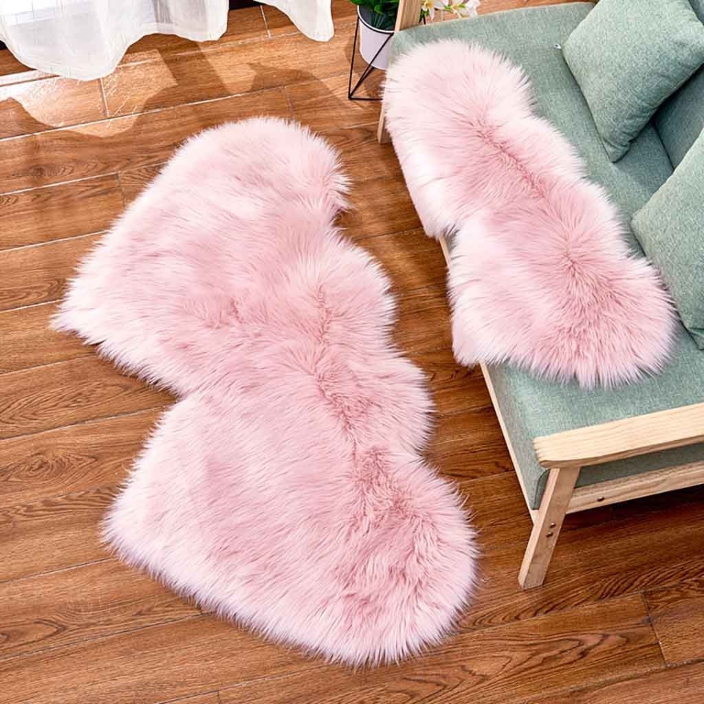 Faux Fur Carpet Heart Shaped Rug