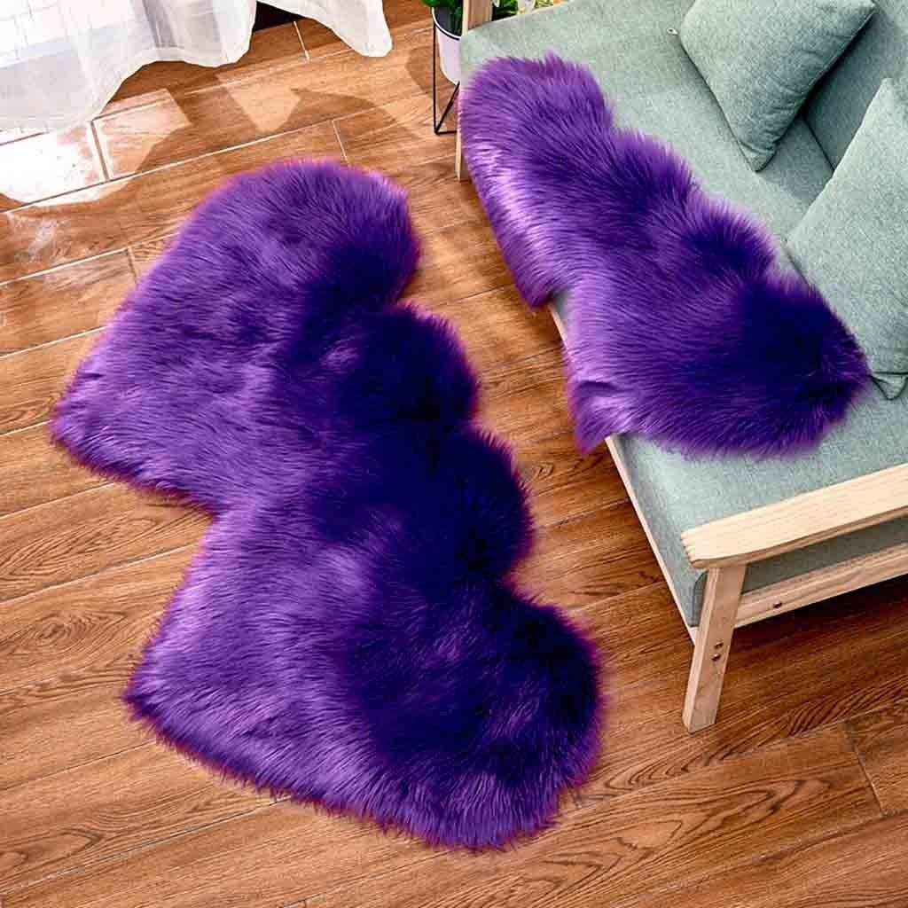 Faux Fur Carpet Heart Shaped Rug