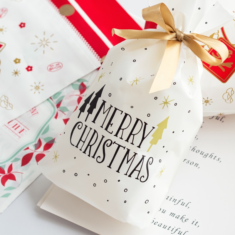 Drawstring Christmas Gift Bags (10Pcs)