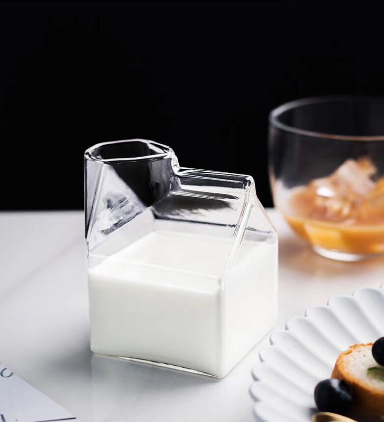 Creative Glass Milk Box Design