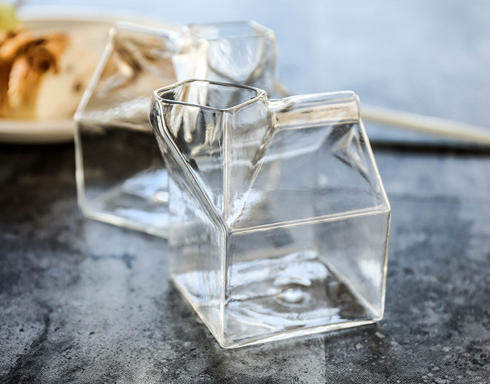 Creative Glass Milk Box Design