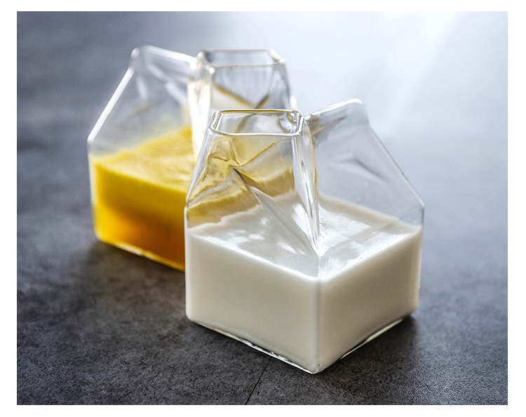 Creative Glass Milk Box Design