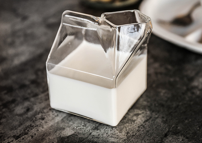 Creative Glass Milk Box Design