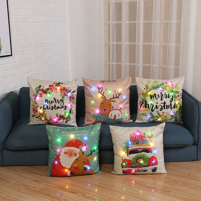 Christmas Cushion Cover LED Lights