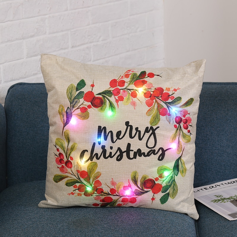 Christmas Cushion Cover LED Lights