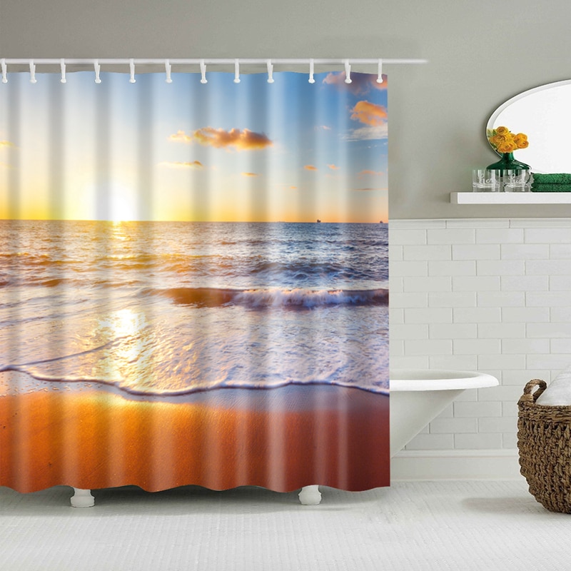 Waterproof Shower Curtain Beach Design