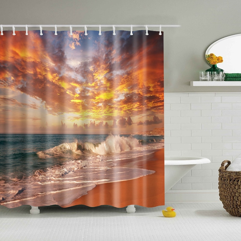 Waterproof Shower Curtain Beach Design