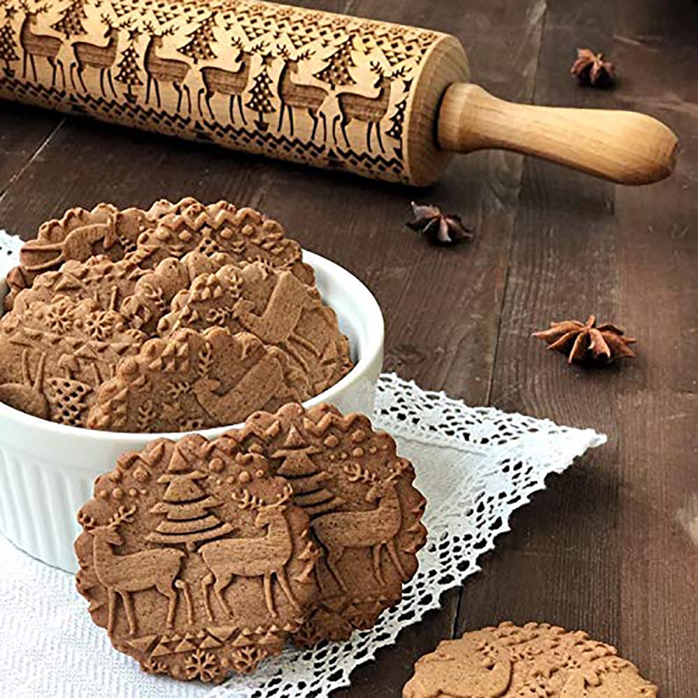 Christmas Embossing Rolling Pin Baking Tool