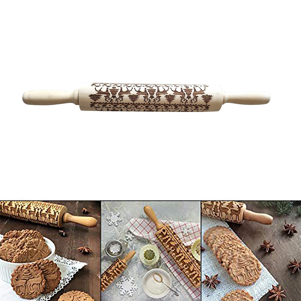 Christmas Embossing Rolling Pin Baking Tool