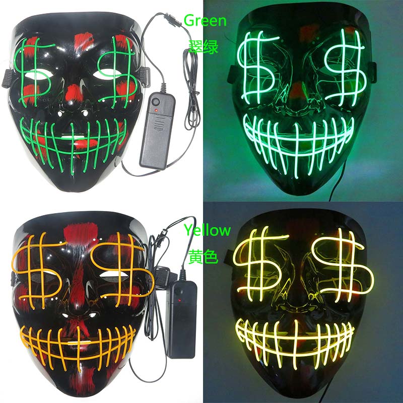 LED Halloween Mask Luminous Dollar Mask