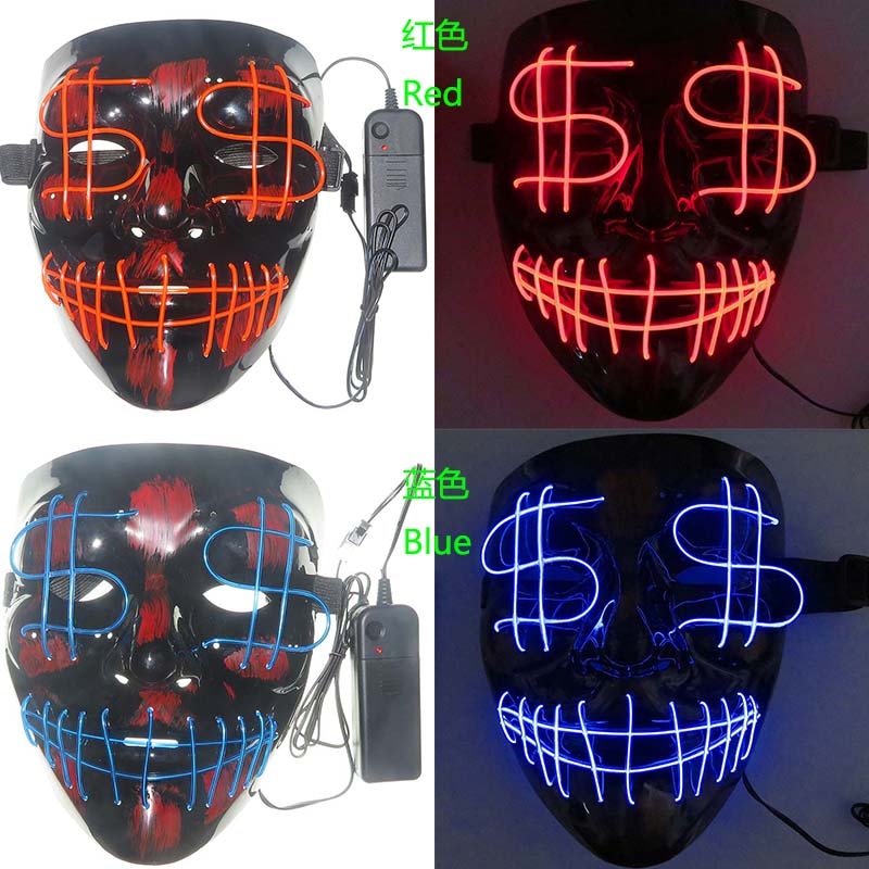 LED Halloween Mask Luminous Dollar Mask