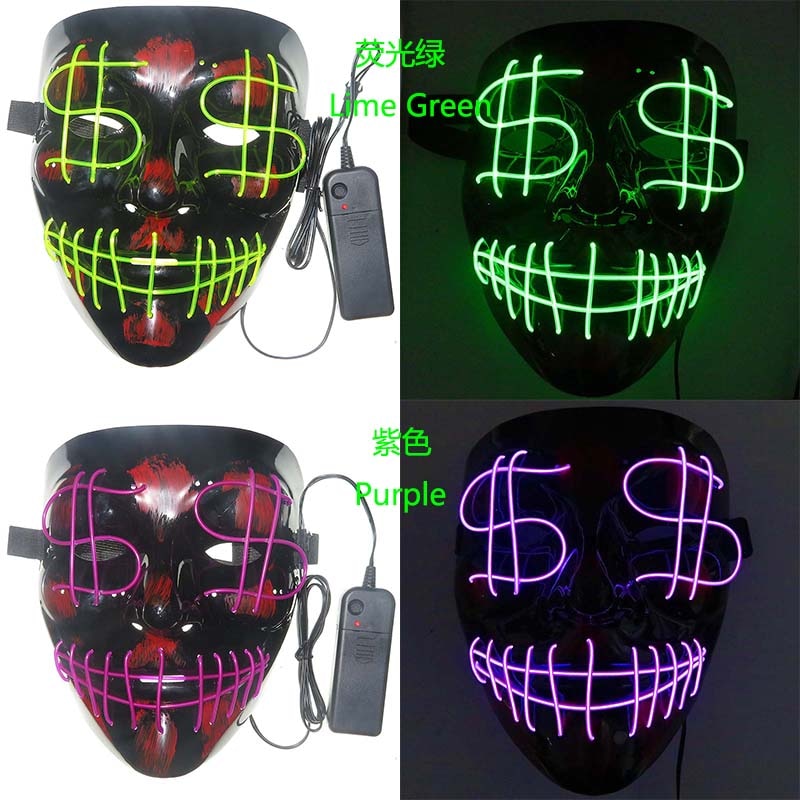 LED Halloween Mask Luminous Dollar Mask