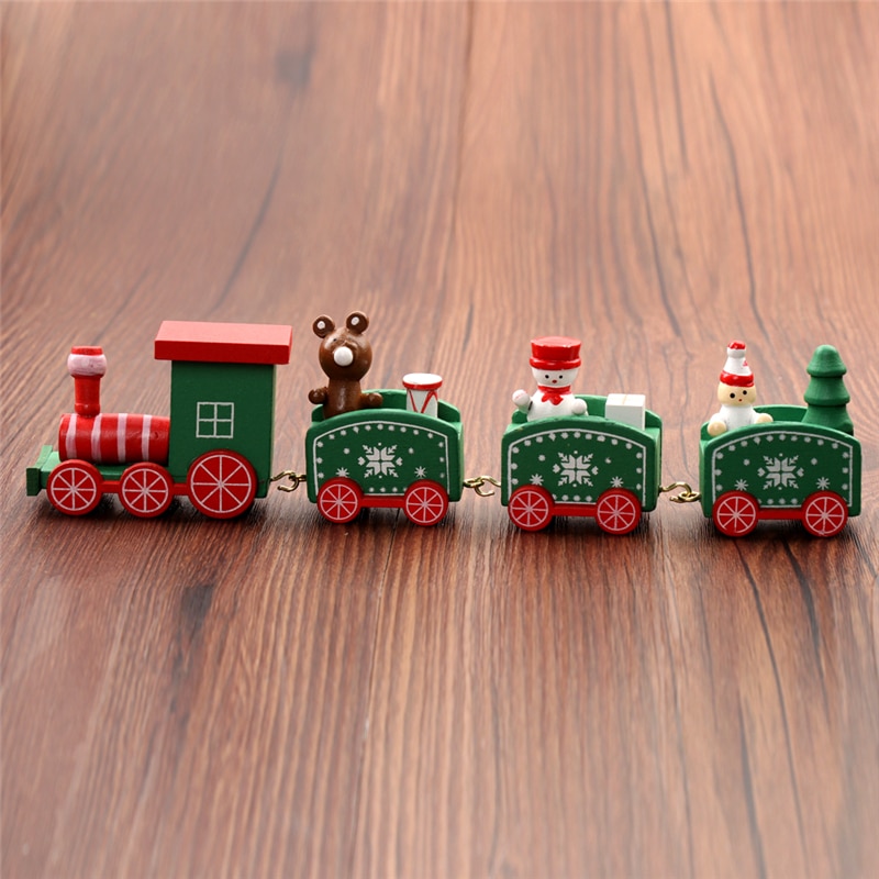 Christmas Train Decorations Painted Wood