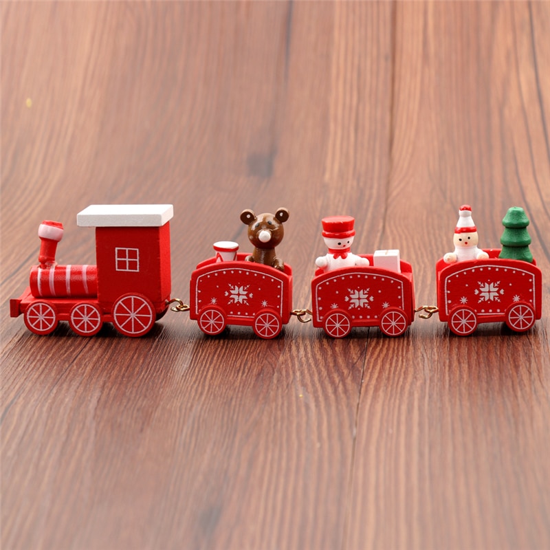 Christmas Train Decorations Painted Wood