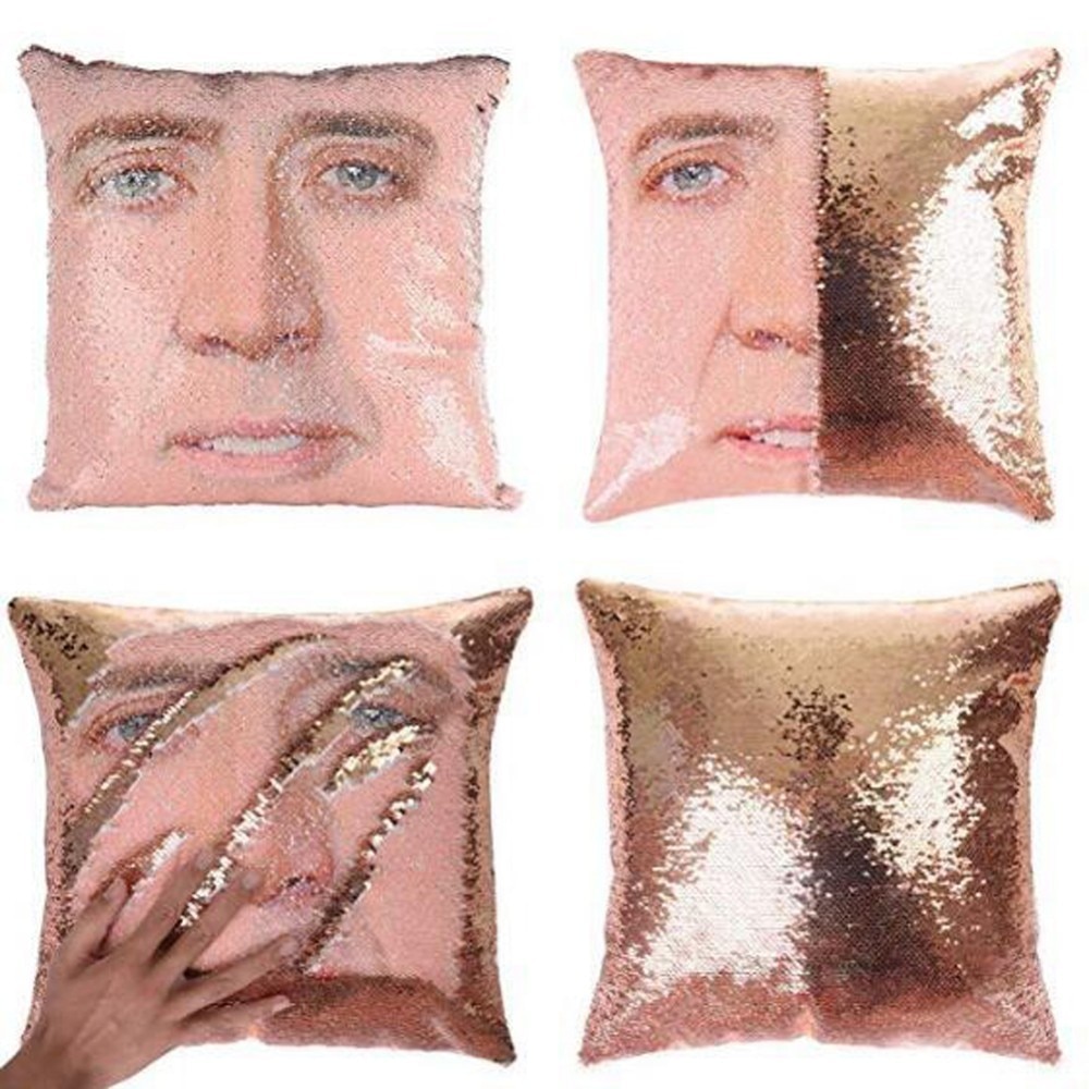 Nicolas Cage Sequin Pillow Funny Pillow