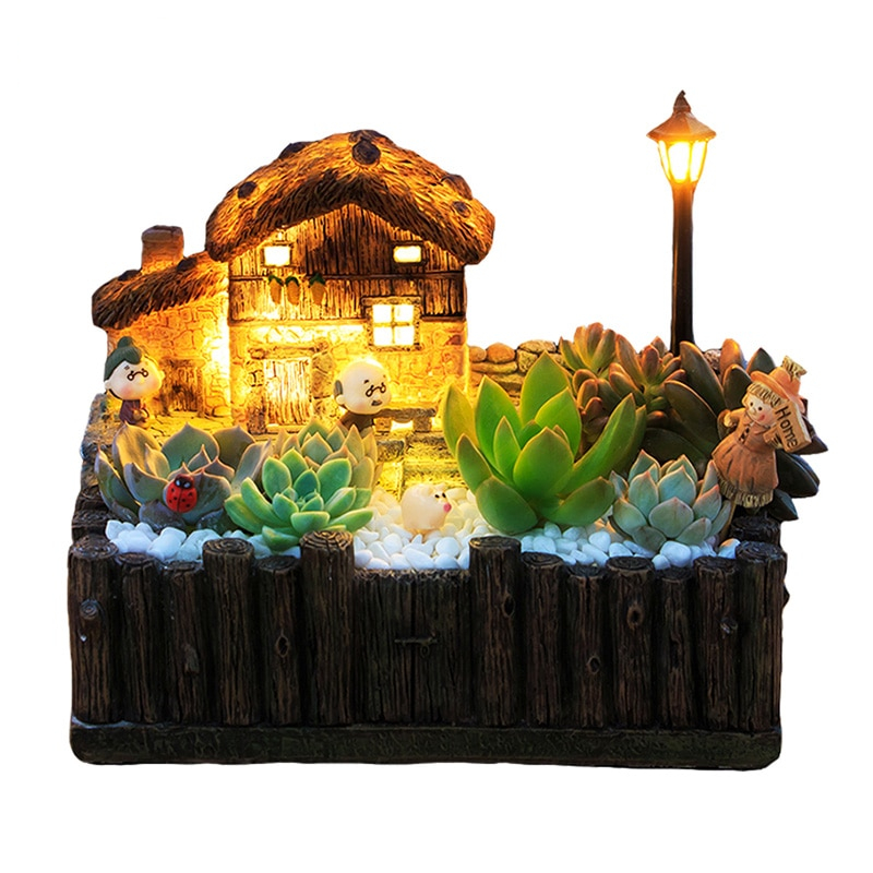 Succulent Planter Light Cottage Decor