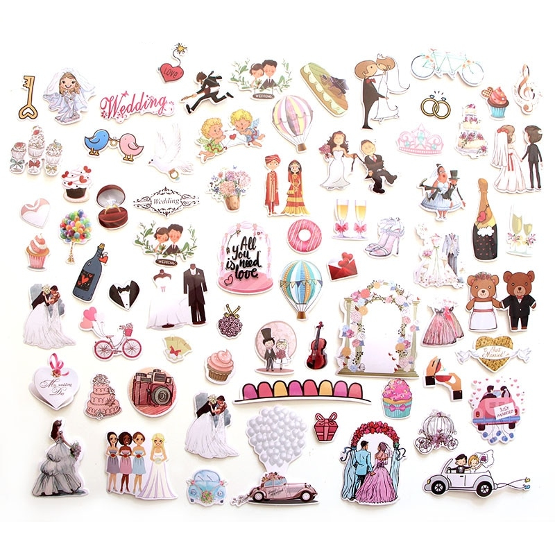 Wedding Stickers 68pcs Craft Decors