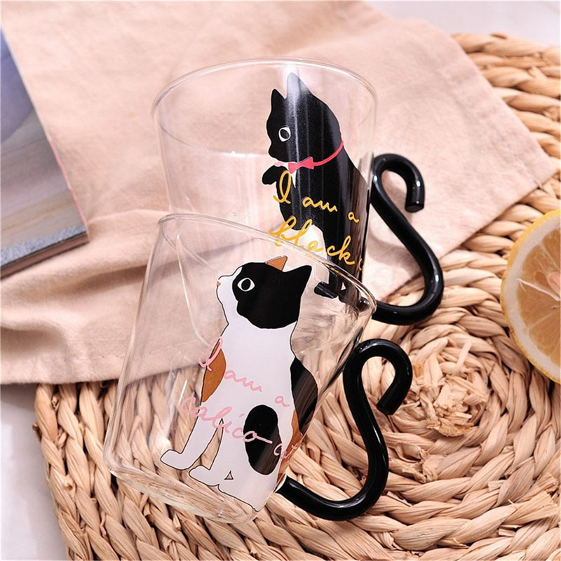 Glass Mugs Cat Creative Cups