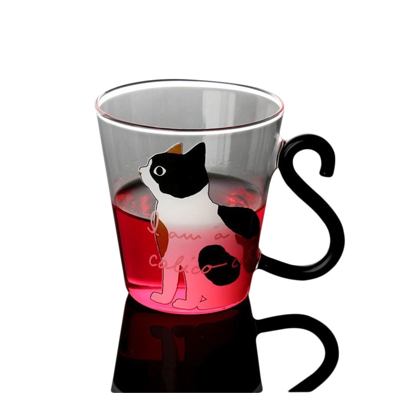 Glass Mugs Cat Creative Cups