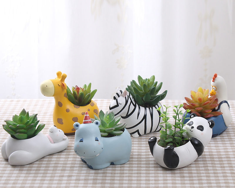 Animals Cactus Pots Resin Handicraft