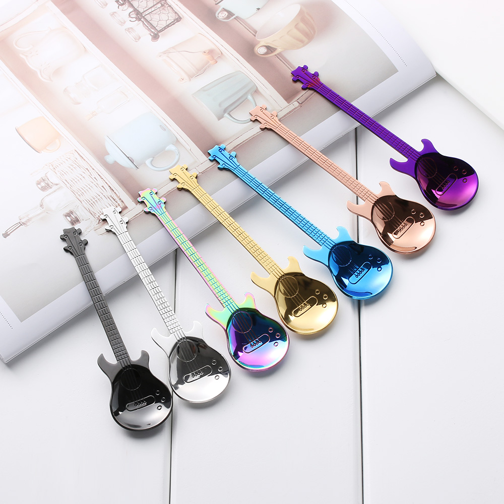 Rainbow Guitar Shaped Coffee Mixing Spoon