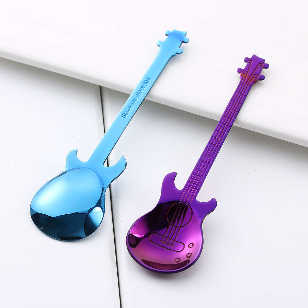 Rainbow Guitar Shaped Coffee Mixing Spoon