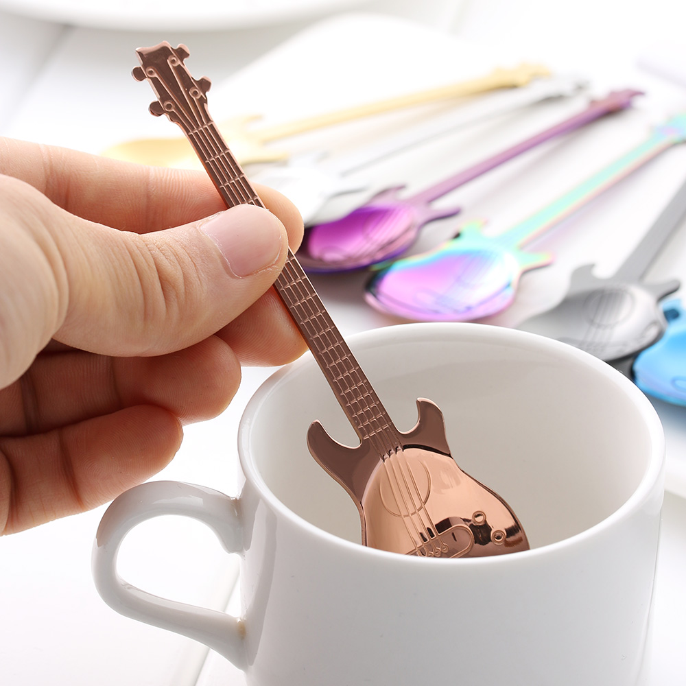 Rainbow Guitar Shaped Coffee Mixing Spoon