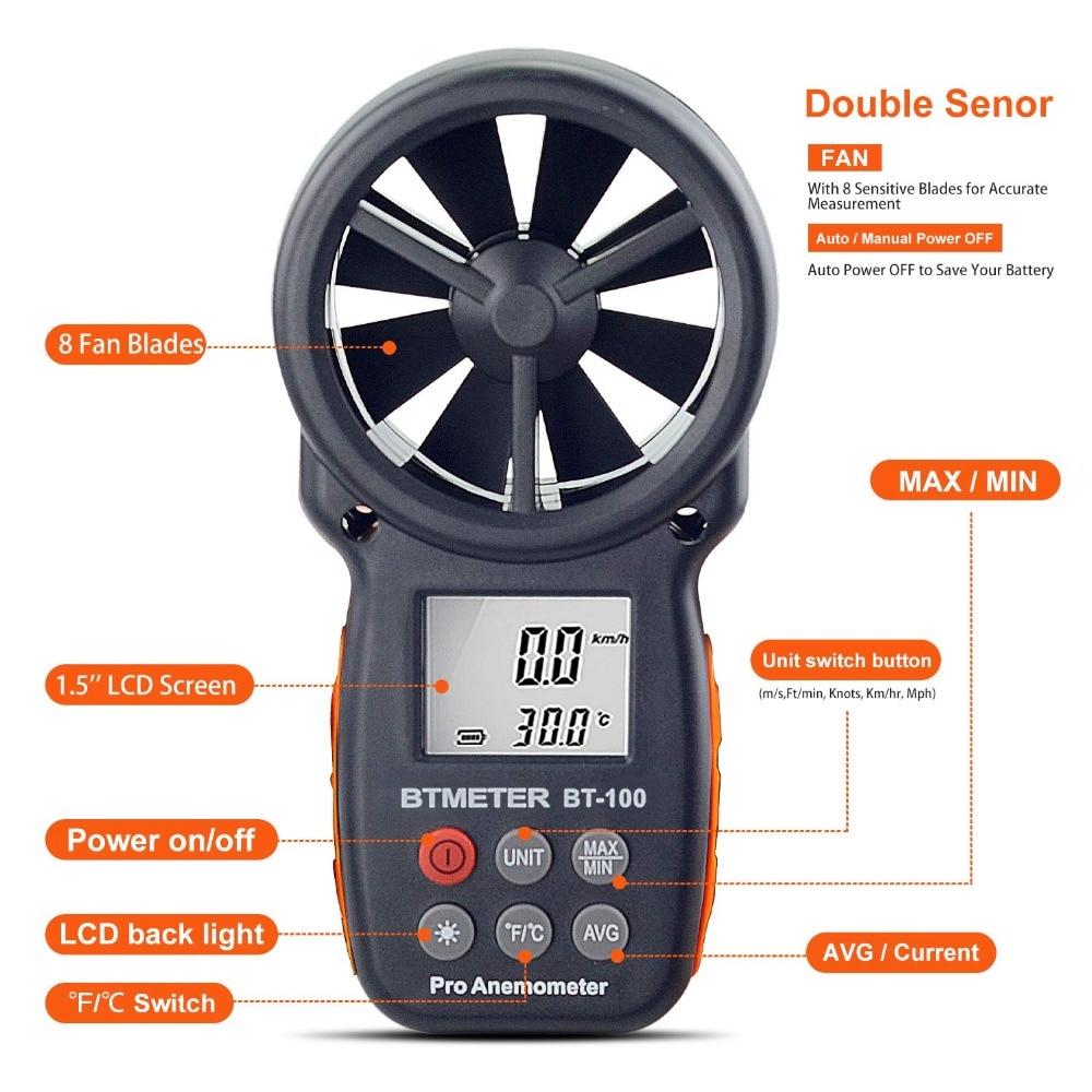 Anemometer Handheld Wind Speed Meter